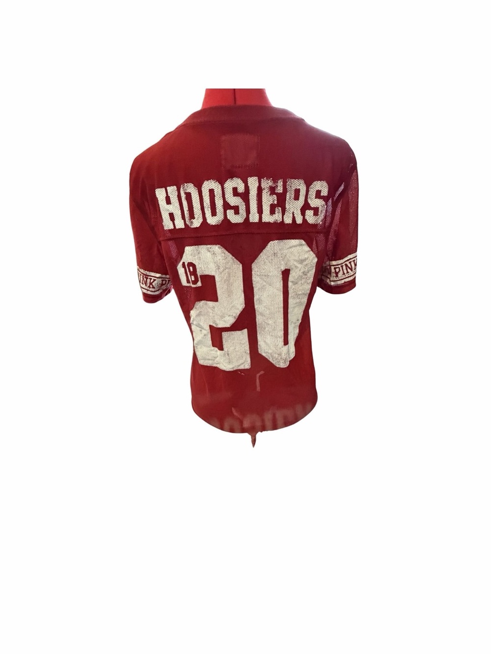 VS Pink brand HOOSIERS v-neck studded Mesh Jersey Top